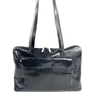 Hobo International Vintage Black Leather Large Tote Shoulder Bag Purse qc25
